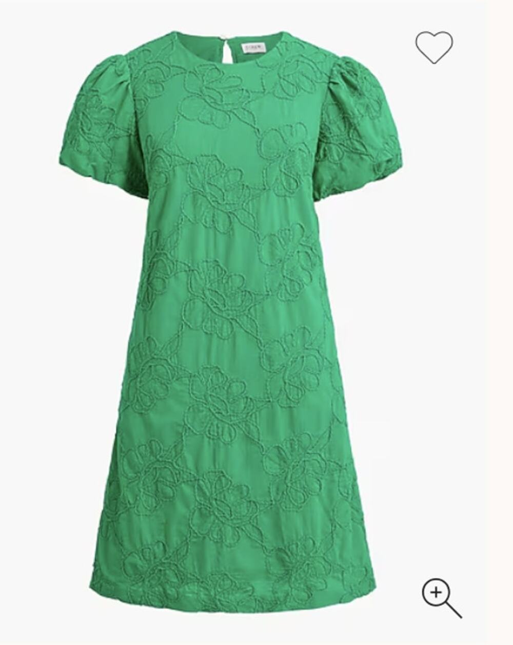 J.Crew Bubble Sleeve Eyelet Mini Dress WMN 14 Plus Green Flower Embroidery CI022
